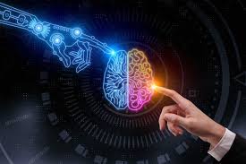 An image depicting a human hand and a robotic hand coming together, symbolizing the fusion of human creativity and artificial intelligence.